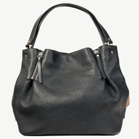 Burberry Maidstone Medium Black-Leather Peek Canvas Check Shoulder Bag - Picture 1 of 16